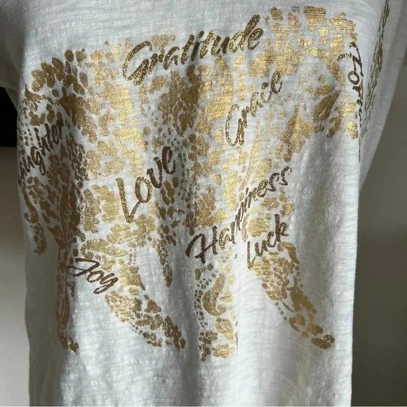 Soft Surroundings Women’s Gold Elephant Burnout V-Neck Tee Small Cap Sleeves S - Picture 13 of 15
